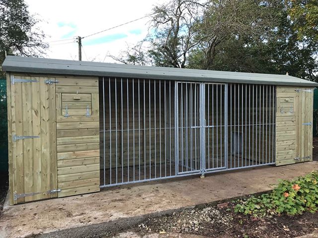 Wymbury Double Wooden Dog Unit And Run 21ft (wide) x 5ft (deep) x 6'9ft (Apex)