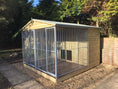 Load image into Gallery viewer, Wymbury Double Front Entry Wooden Dog Kennel And Run 10ft (Wide) x 10'6 (Deep) x 7'2ft (apex)
