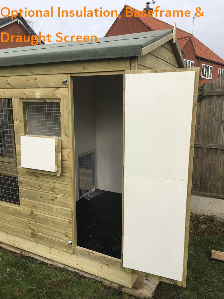 Front Entry Wymbury Deluxe Wooden Dog Kennel And Run- 10ft (wide) x 10'6ft (deep) x 7'2ft (apex)